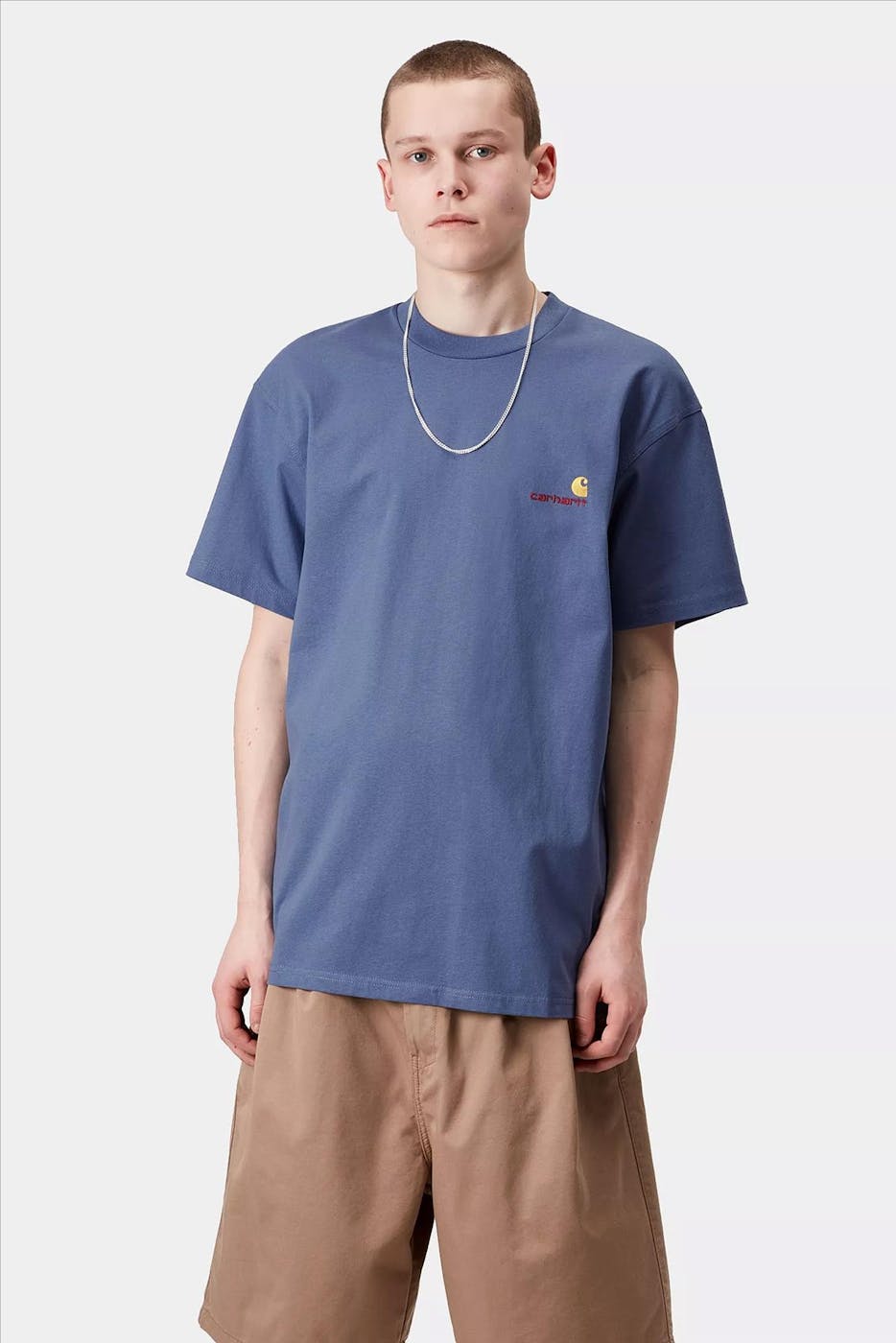 Carhartt WIP - Middenblauwe American Script T-shirt