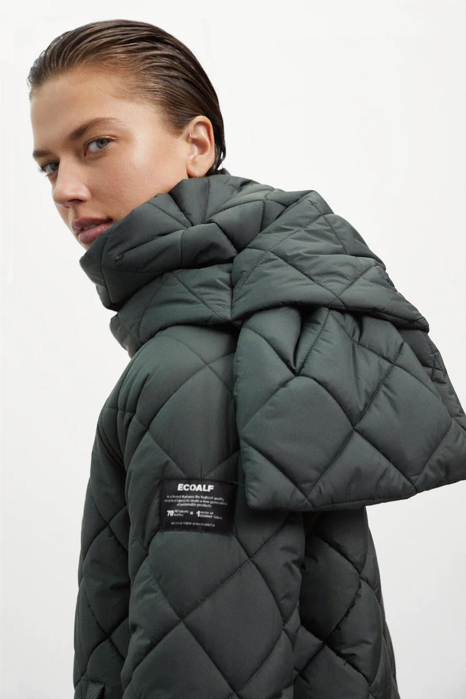 ECOALF - Groen-Zwarte Montgoalf halflange jas