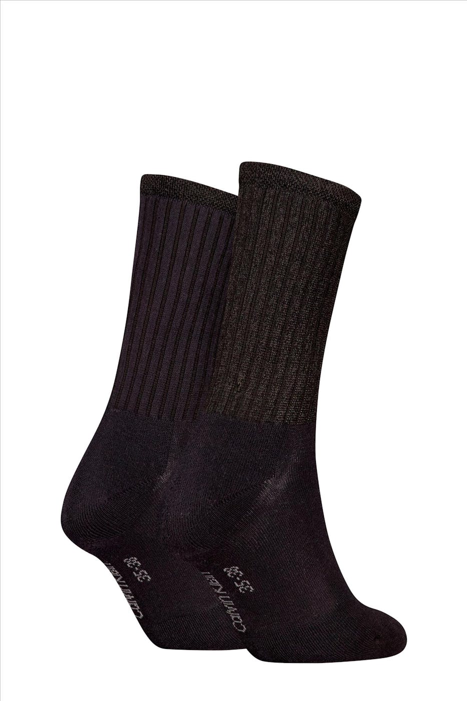 Calvin Klein - Zwarte 2-pack Glossy Rib sokken, maat: 39-42