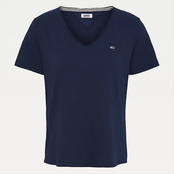 Tommy Jeans - Marineblauwe TJW Slim Jersey V Neck T-shirt