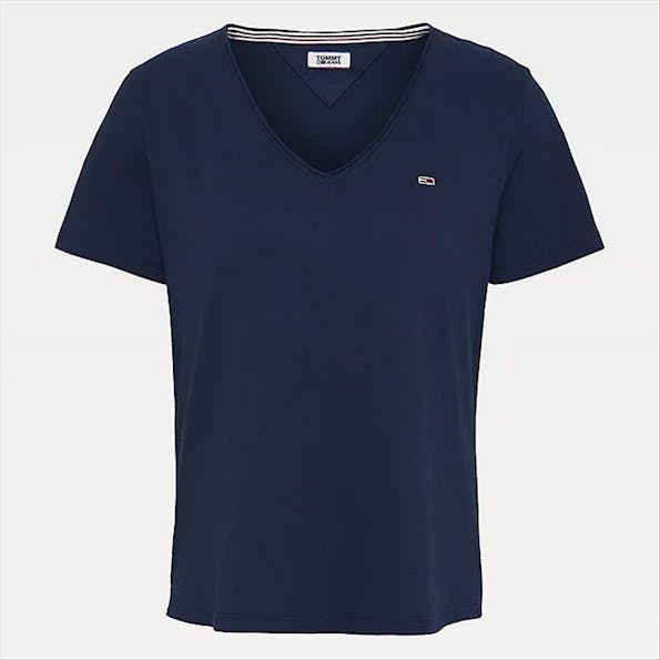 Tommy Jeans - Marineblauwe TJW Slim Jersey V Neck T-shirt