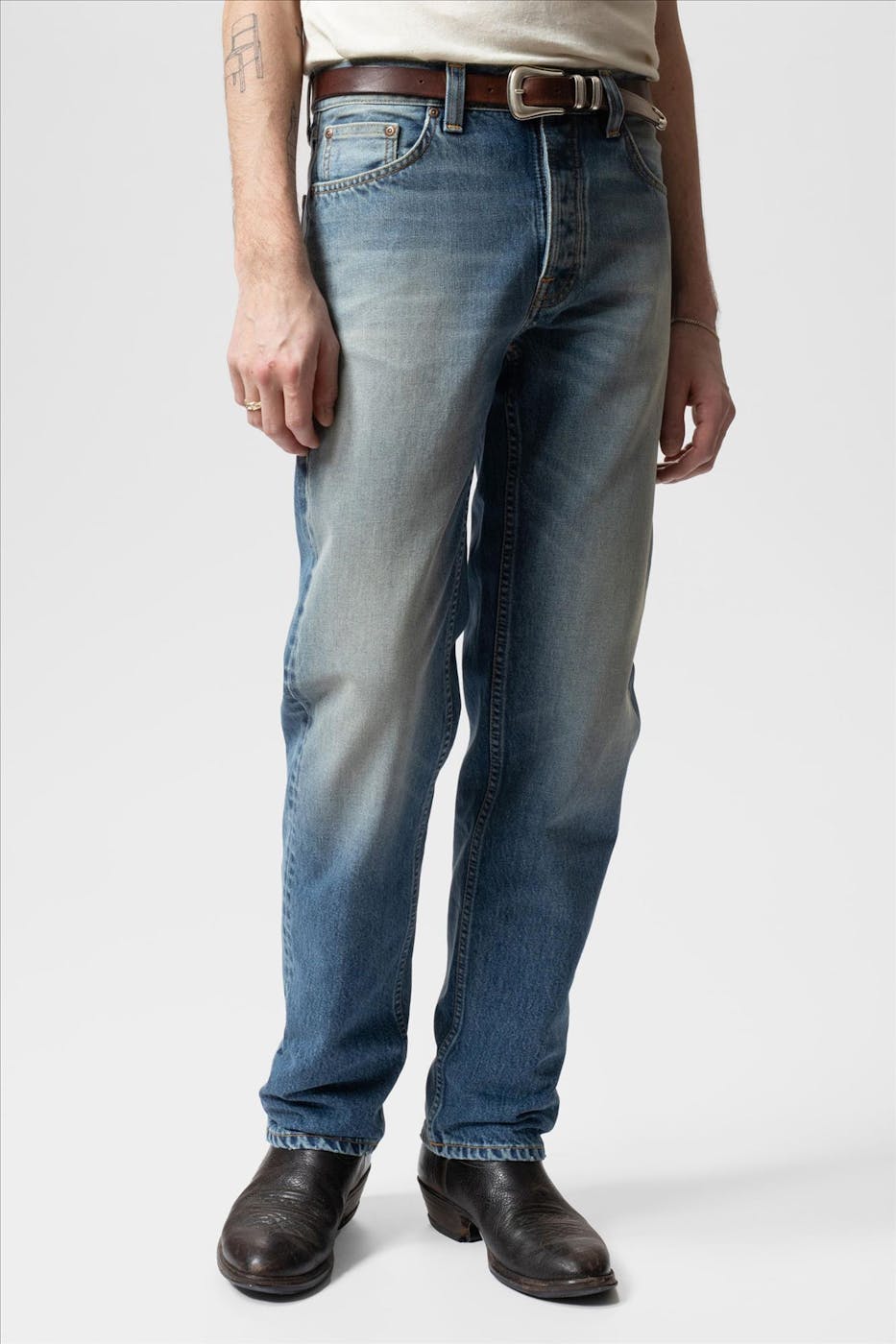 Nudie Jeans Co. - Blauwe Rad Rufus straight jeans