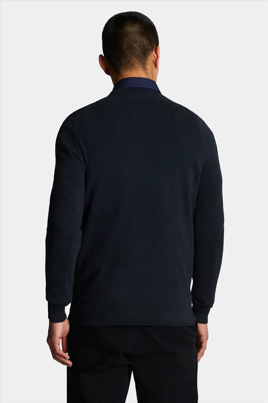 Lyle & Scott - Donkerblauwe Tonal Eagle trui