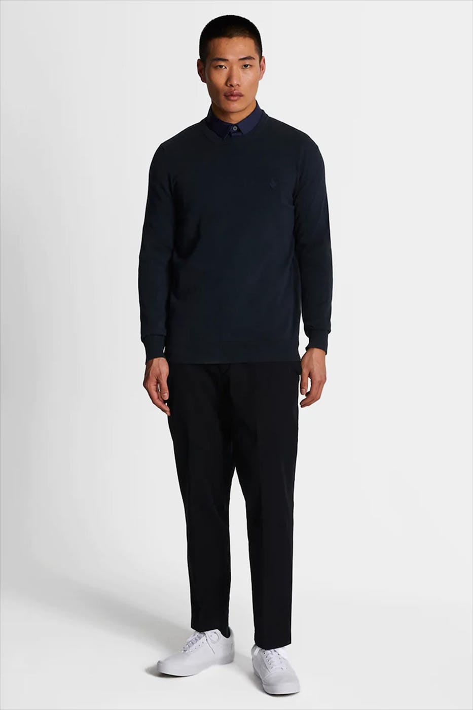 Lyle & Scott - Donkerblauwe Tonal Eagle trui