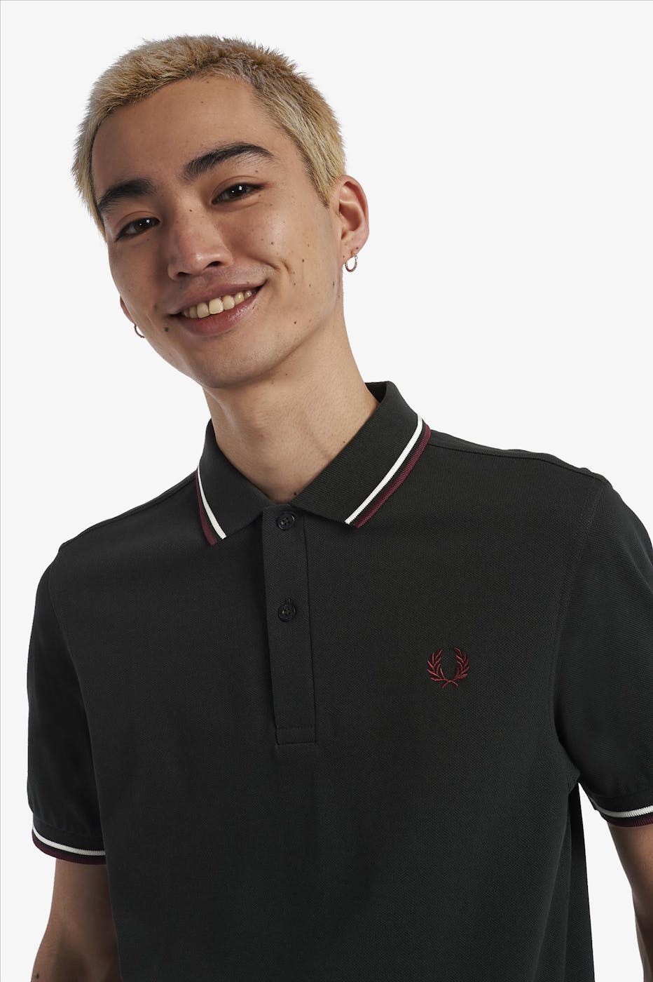 Fred Perry - Donekrgroene-bordeaux Twin Tipped polo