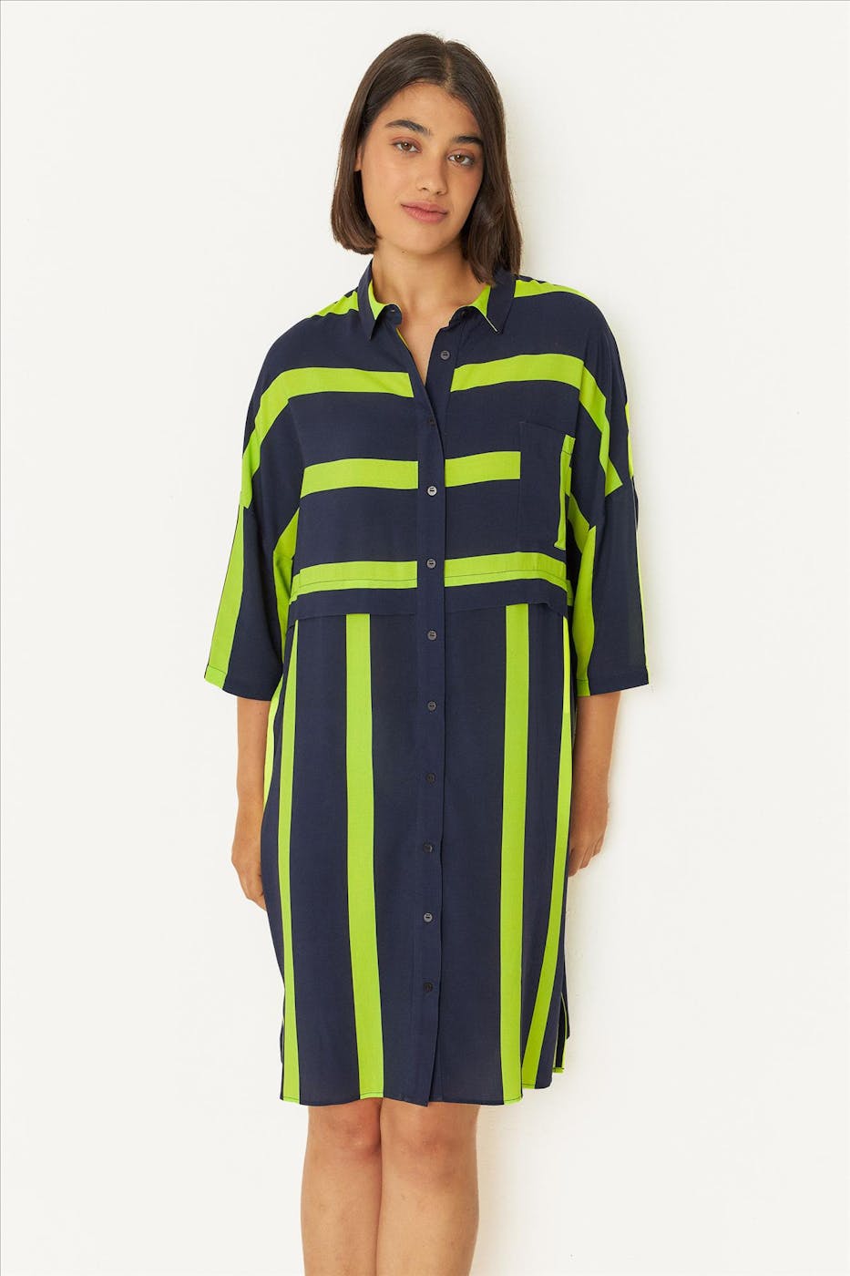 SkunkFunk - Donkerblauw-Felgroene Lisabe jurk