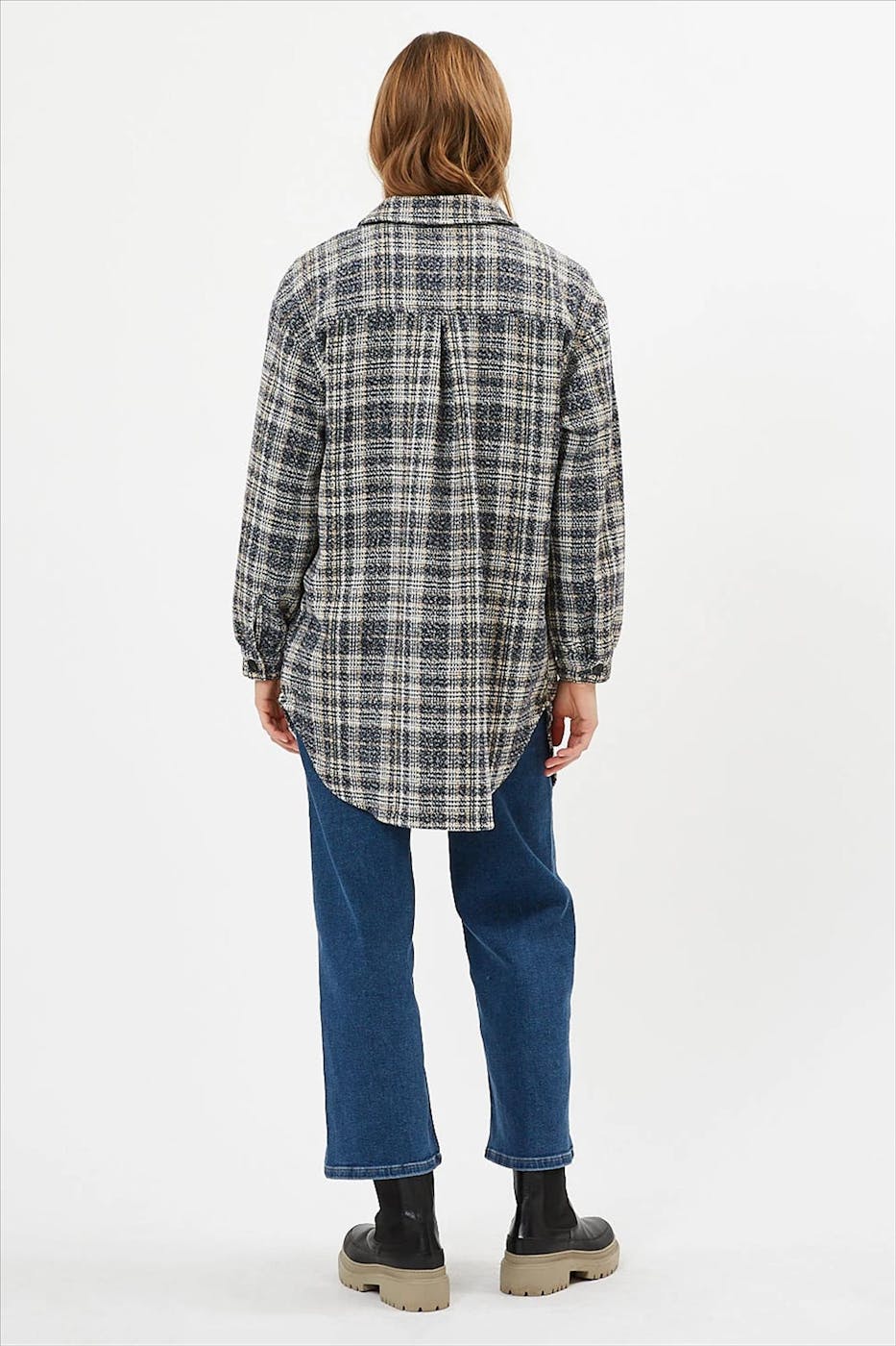 Minimum - Marineblauw-wit geruite Ternie jas