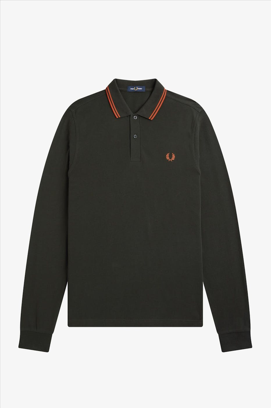 Fred Perry - Donkergroene-cognac Twin Tipped polo