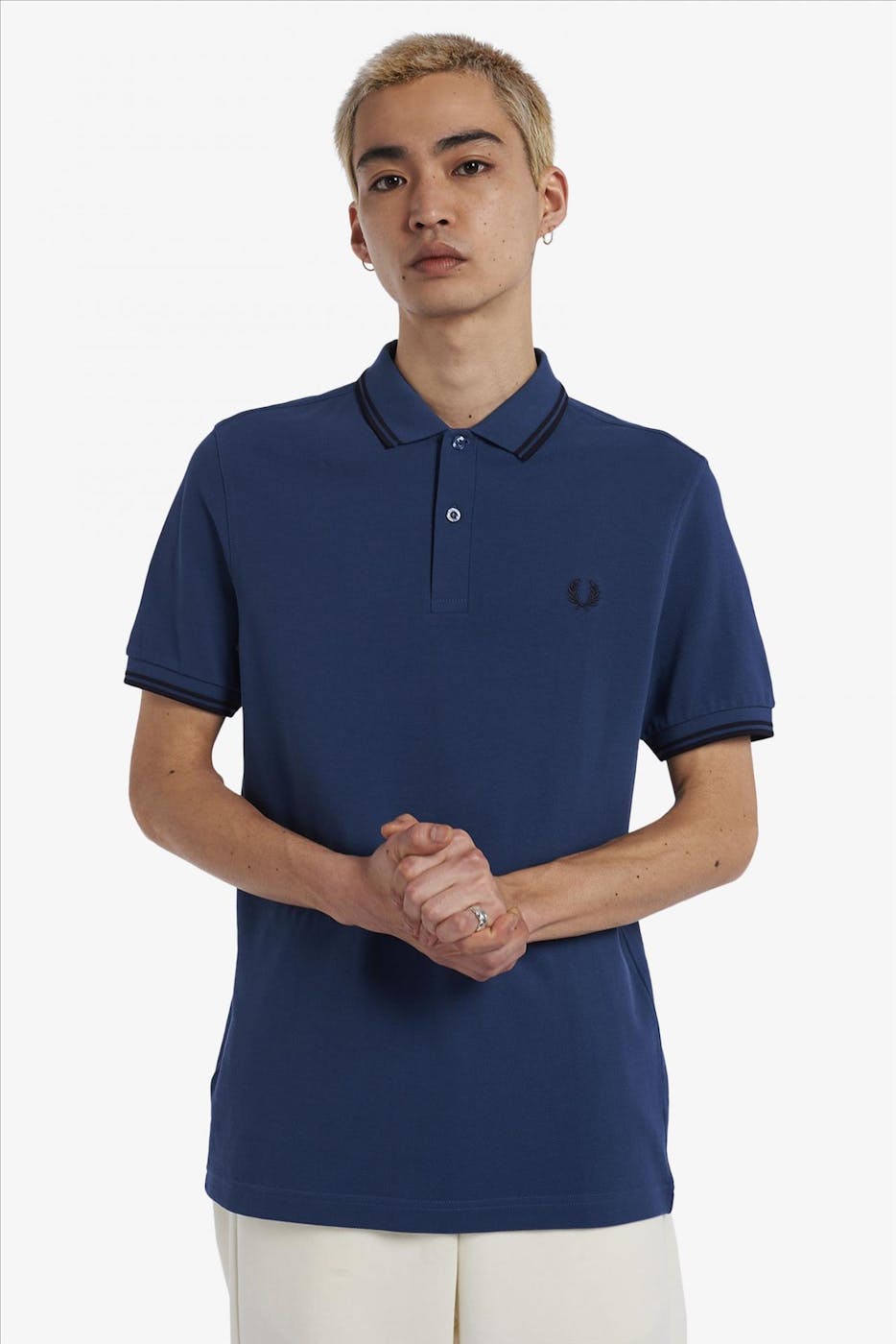 Fred Perry - Blauwe-donkerblauwe Twin Tipped polo