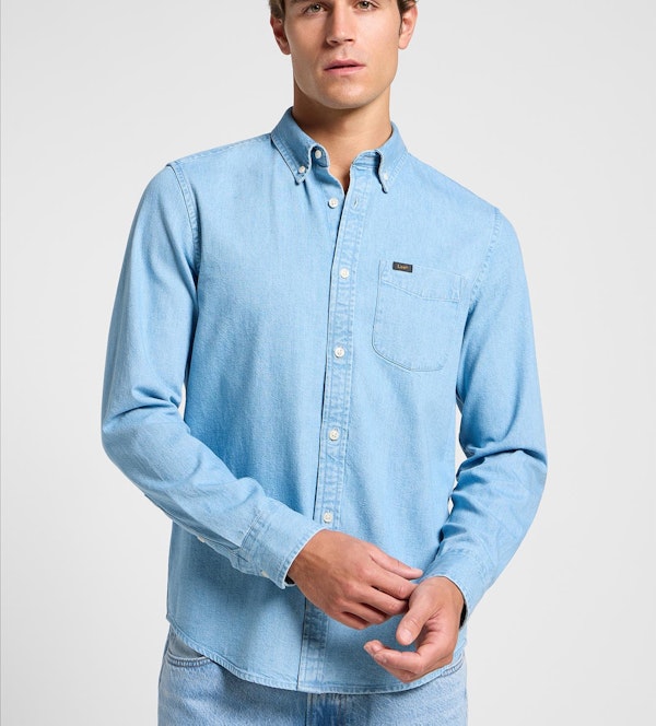 Lee - Lichtblauw Button Down jeanshemd