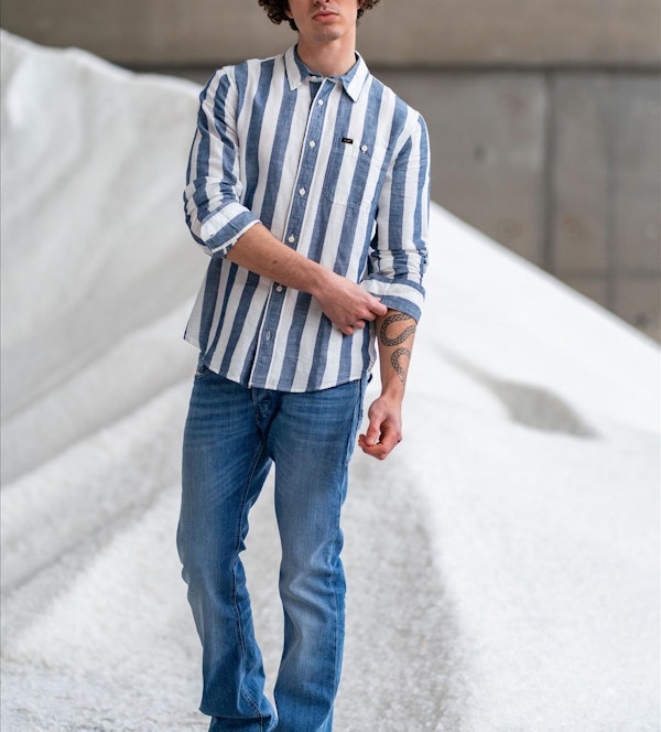 Lee - Wit-Blauw Leesure hemd
