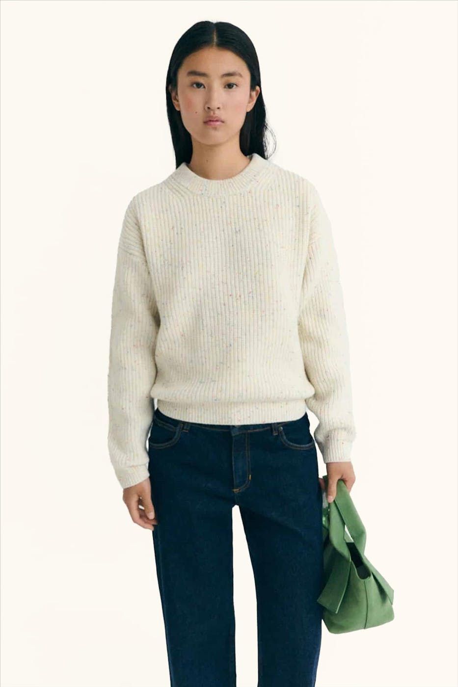 Thinking Mu - Ecru Carmen Knitted trui