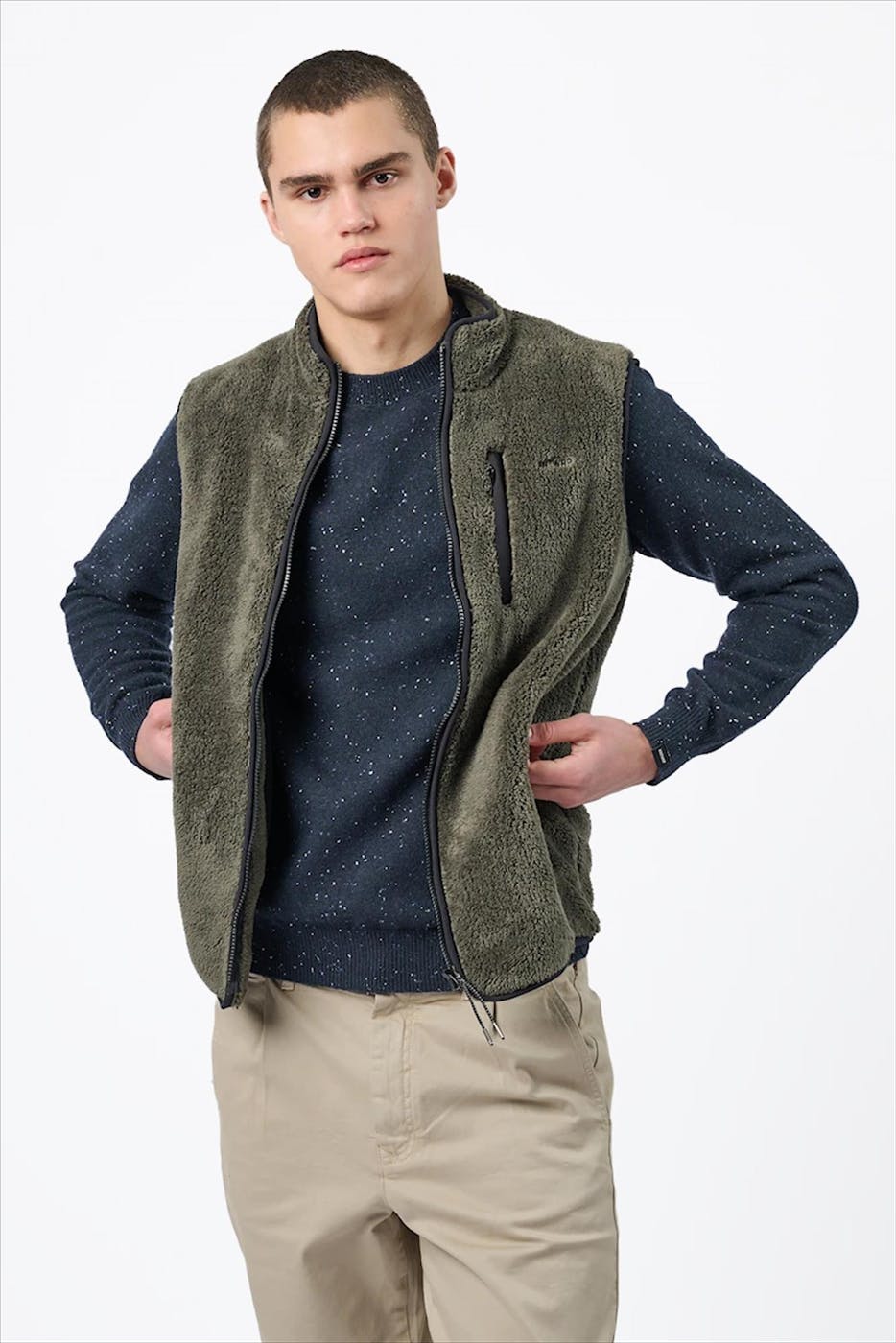 Antwrp - Donkergroene Teddy bodywarmer