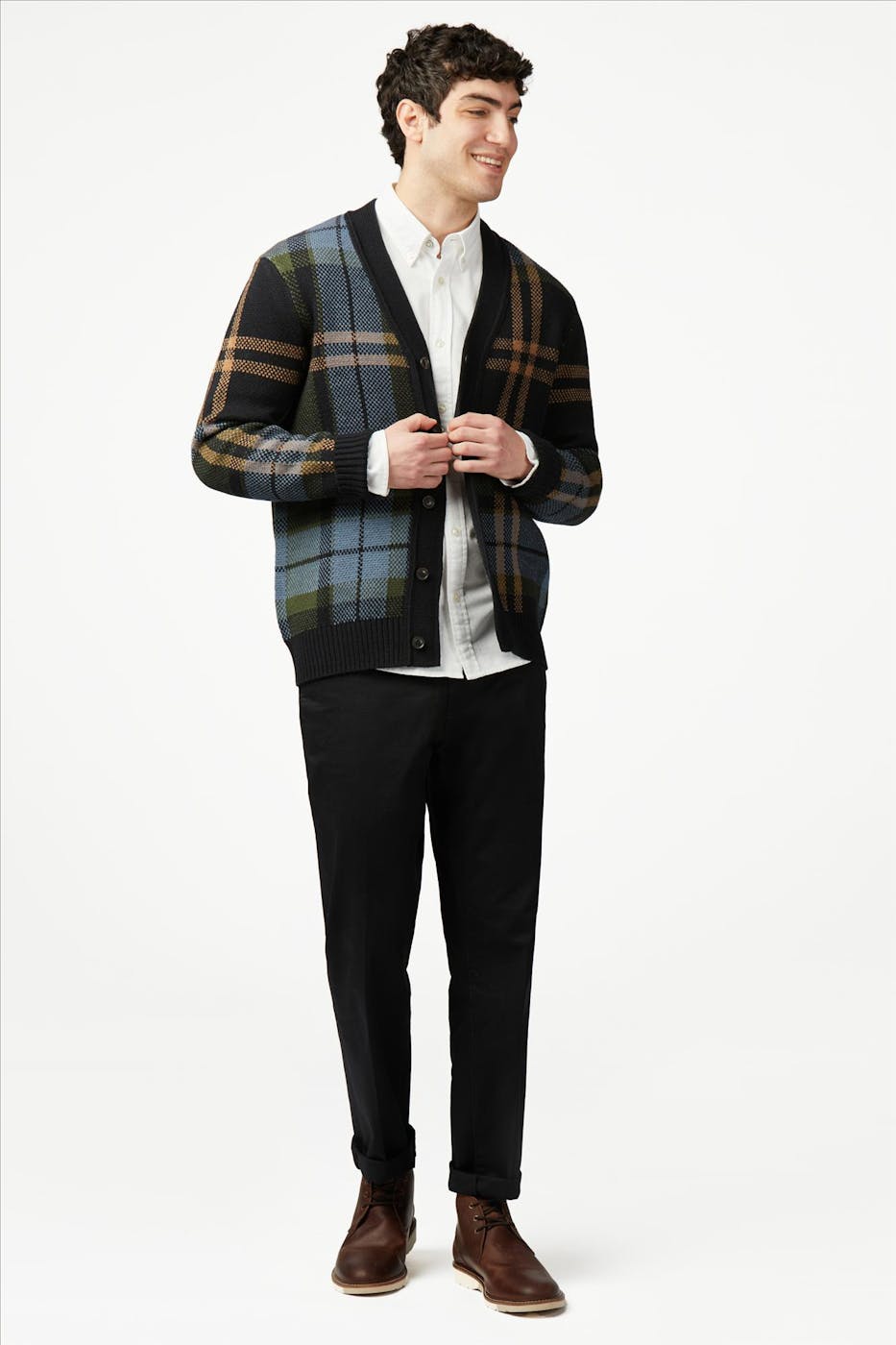 Ben Sherman - Zwarte Tartan cardigan