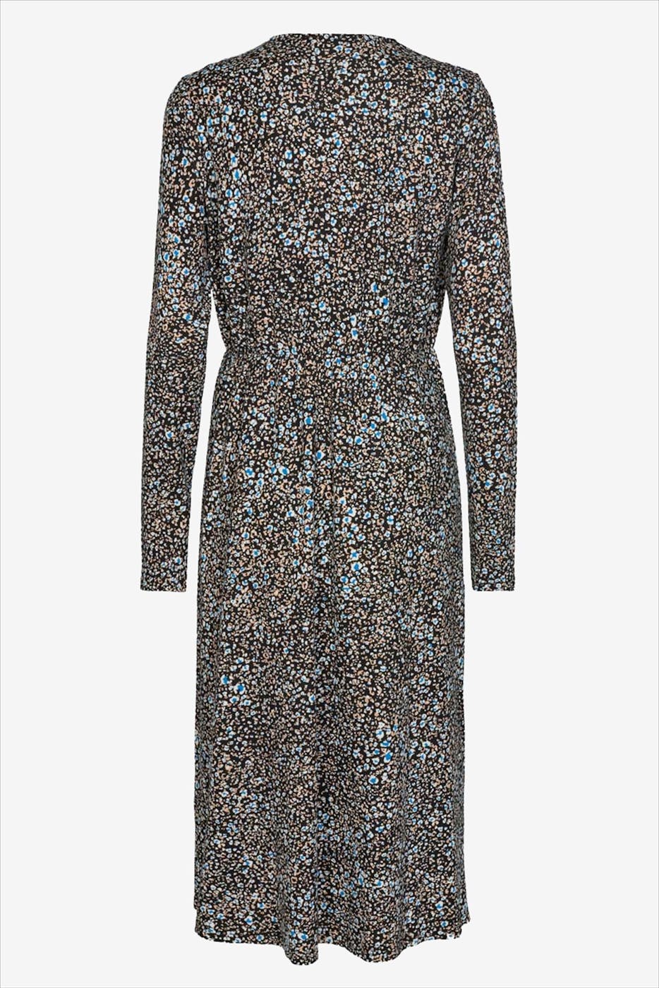 Minimum - Zwart-beige-blauwe Leosine jurk