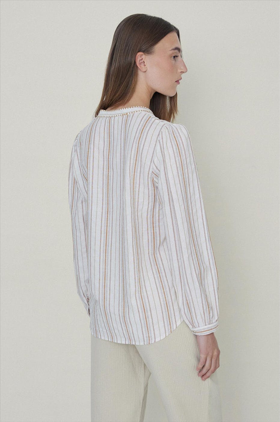 YERSE - Ecru Striped Mao blouse