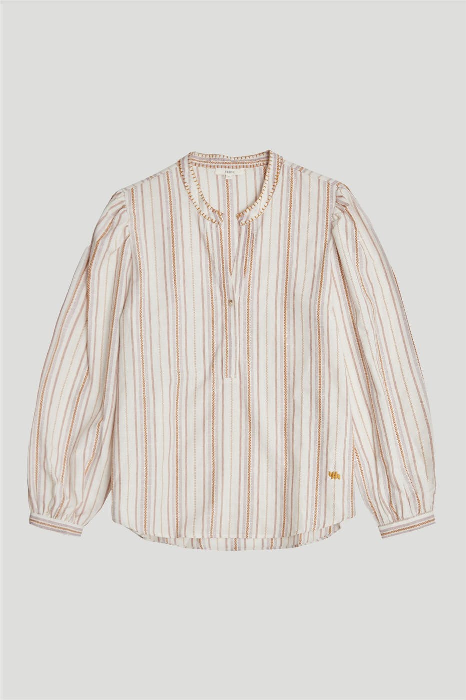 YERSE - Ecru Striped Mao blouse