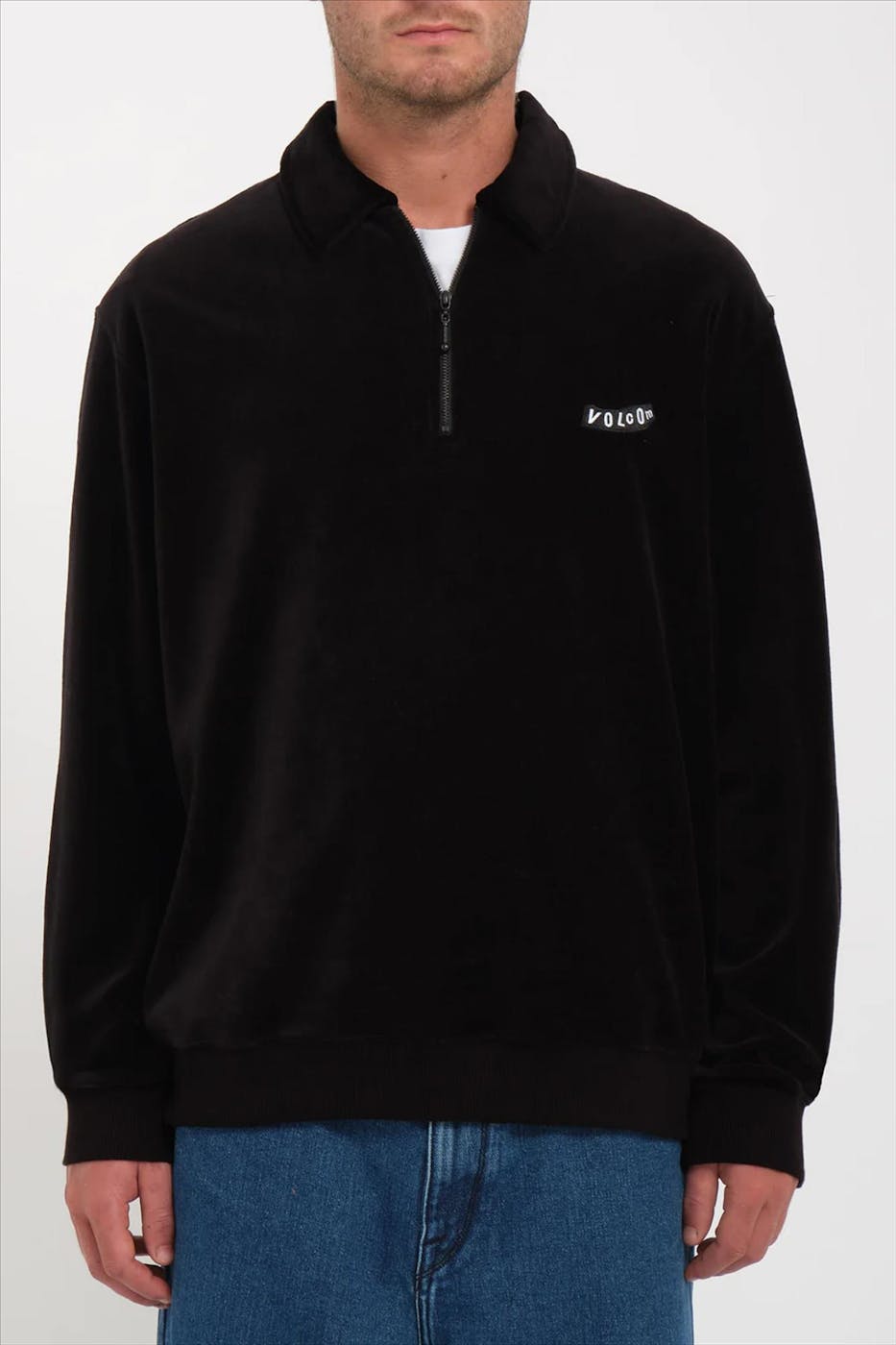 Volcom - Zwarte Velvet Half-zip trui