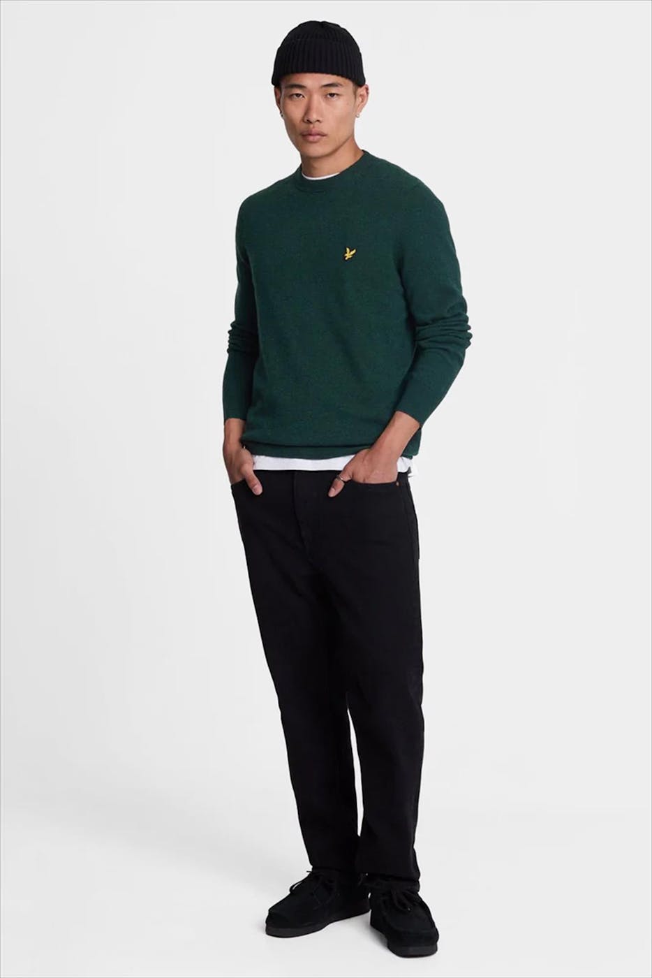 Lyle & Scott - Donkergroene Lambswool Blend trui