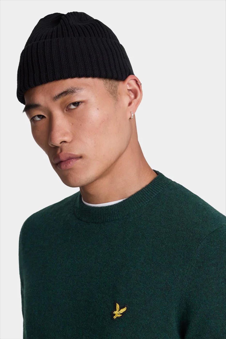Lyle & Scott - Donkergroene Lambswool Blend trui