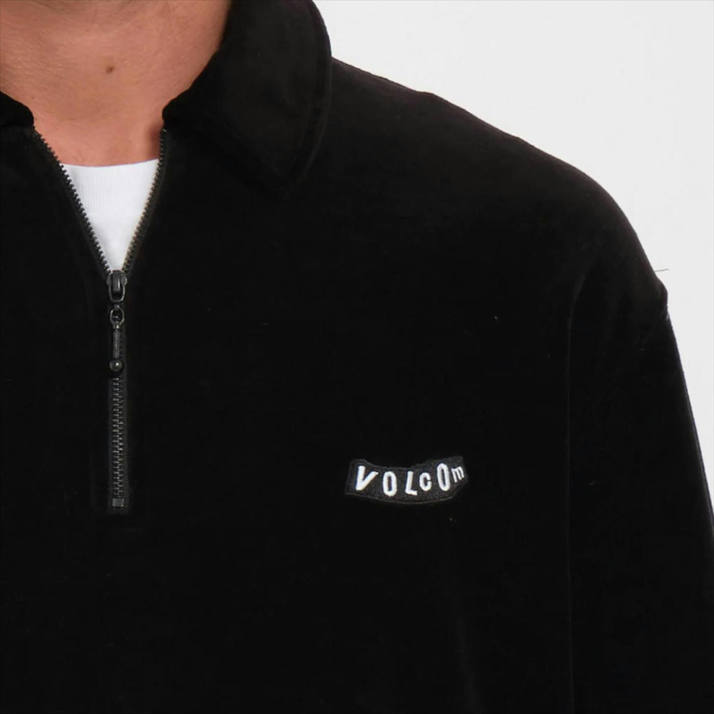 Volcom - Zwarte Velvet Half-zip trui
