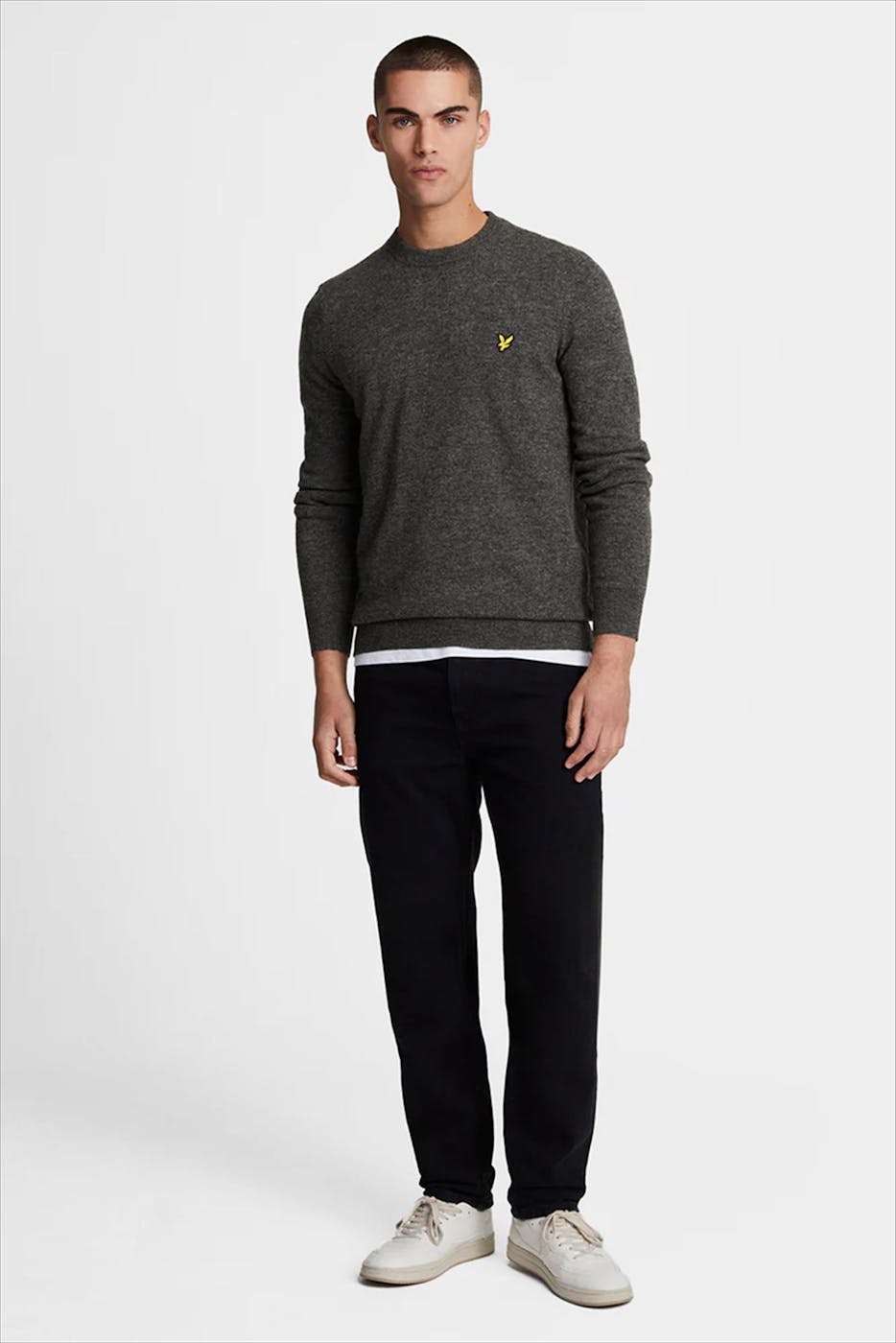 Lyle & Scott - Donkergrijze Lambswool Blend trui