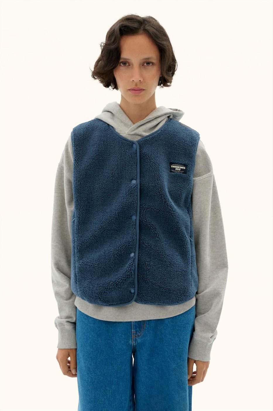 Thinking Mu - Blauw Jay Fleece vestje