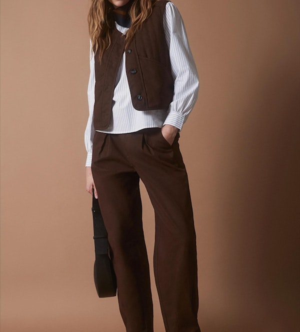 YERSE - Donkerbruine Wide broek