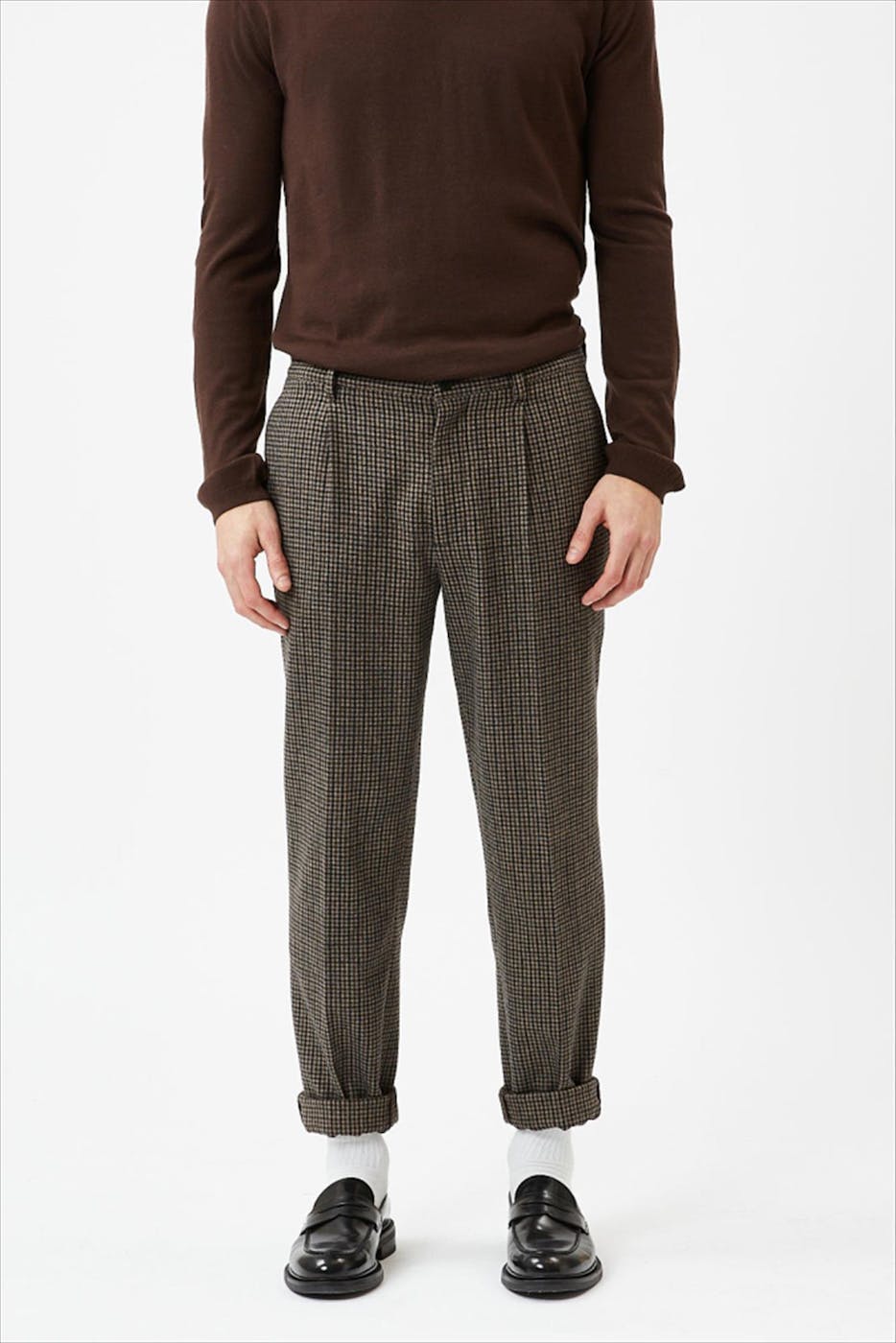 Minimum - Donkerbruin geruite Jacobi geklede broek