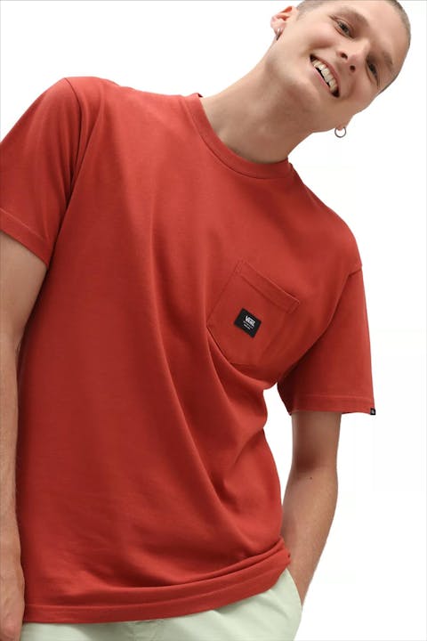 Vans  - Baksteenrode Woven Patched Pocket T-shirt