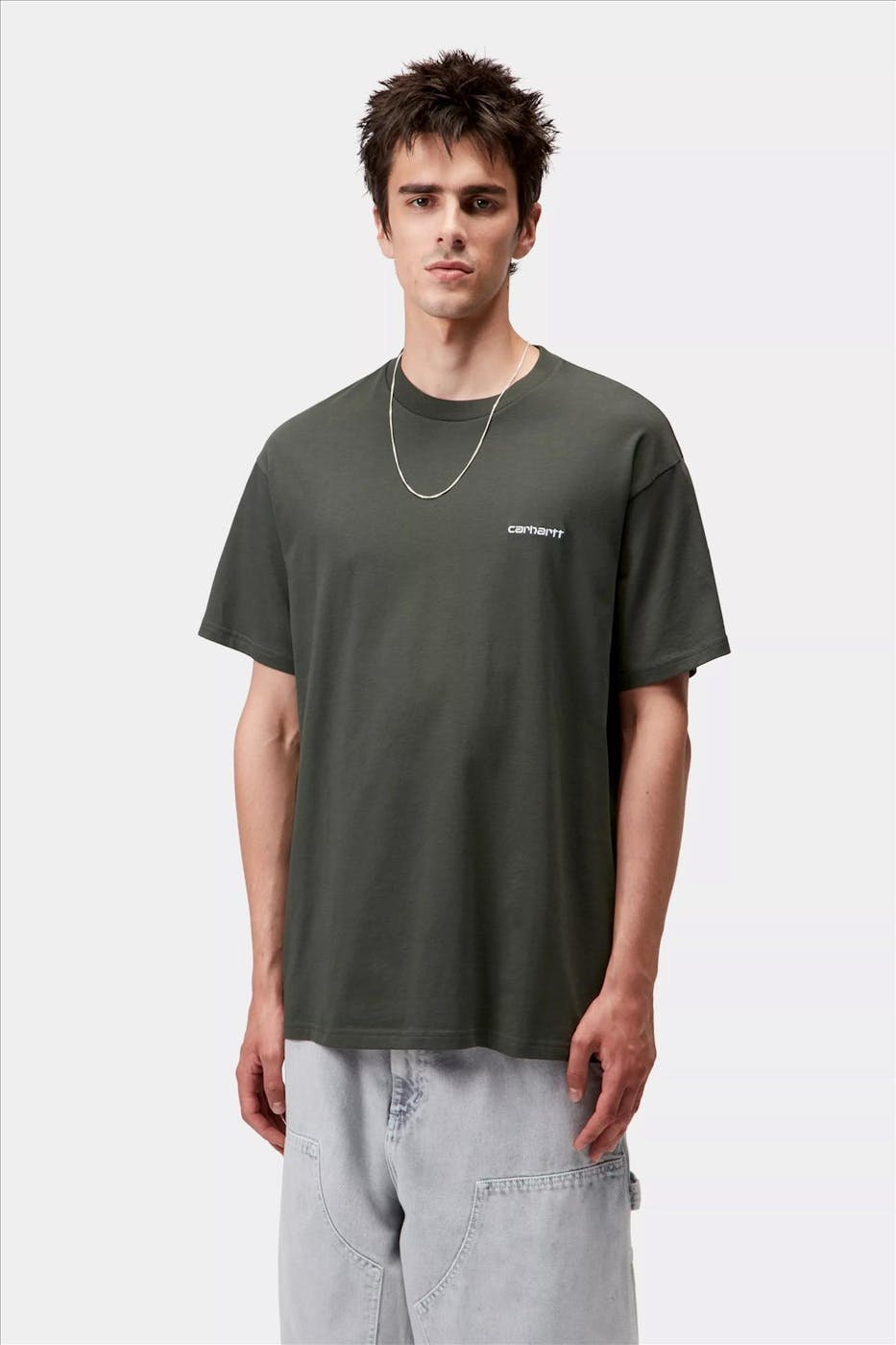 Carhartt WIP - Olijfgroene Script Embroidery T-shirt