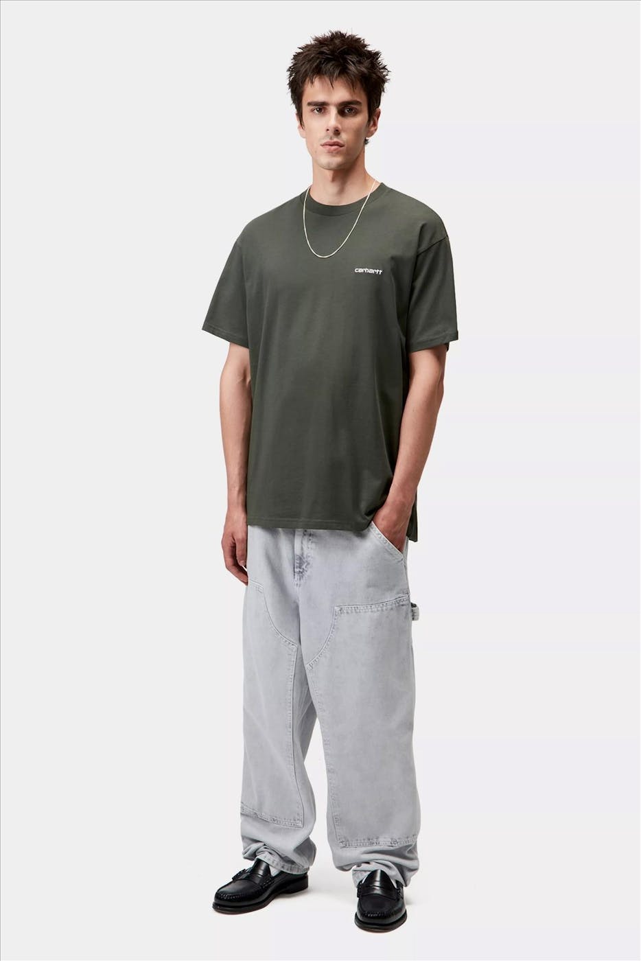 Carhartt WIP - Olijfgroene Script Embroidery T-shirt