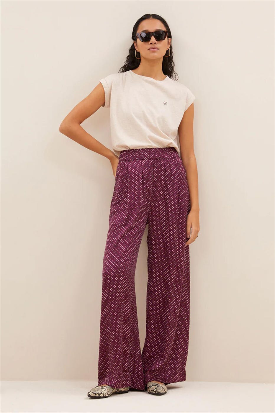 BY BAR - Ecru Thelma Dots Logo T-shirt