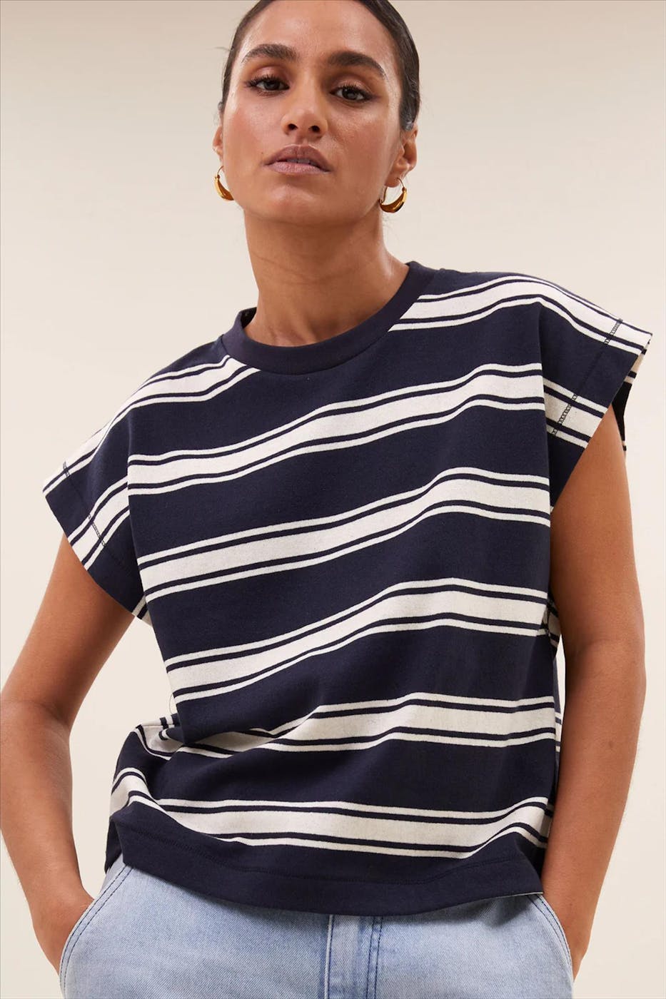 BY BAR - Donkerblauwe Mason Stripe T-shirt