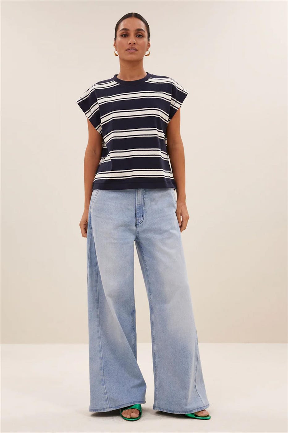 BY BAR - Donkerblauwe Mason Stripe T-shirt
