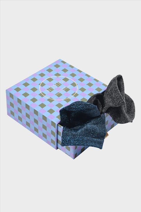 Nümph - Blauw-grijs-zwarte Nukingcity 3-pack Glitter sokken maat, one size