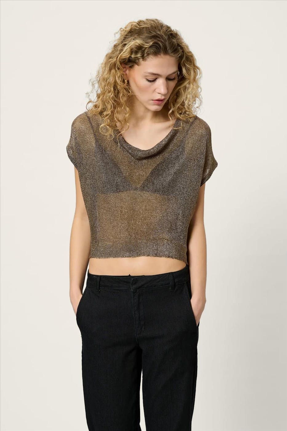 My Essential Wardrobe - Gouden Olly Knit Waterfall top