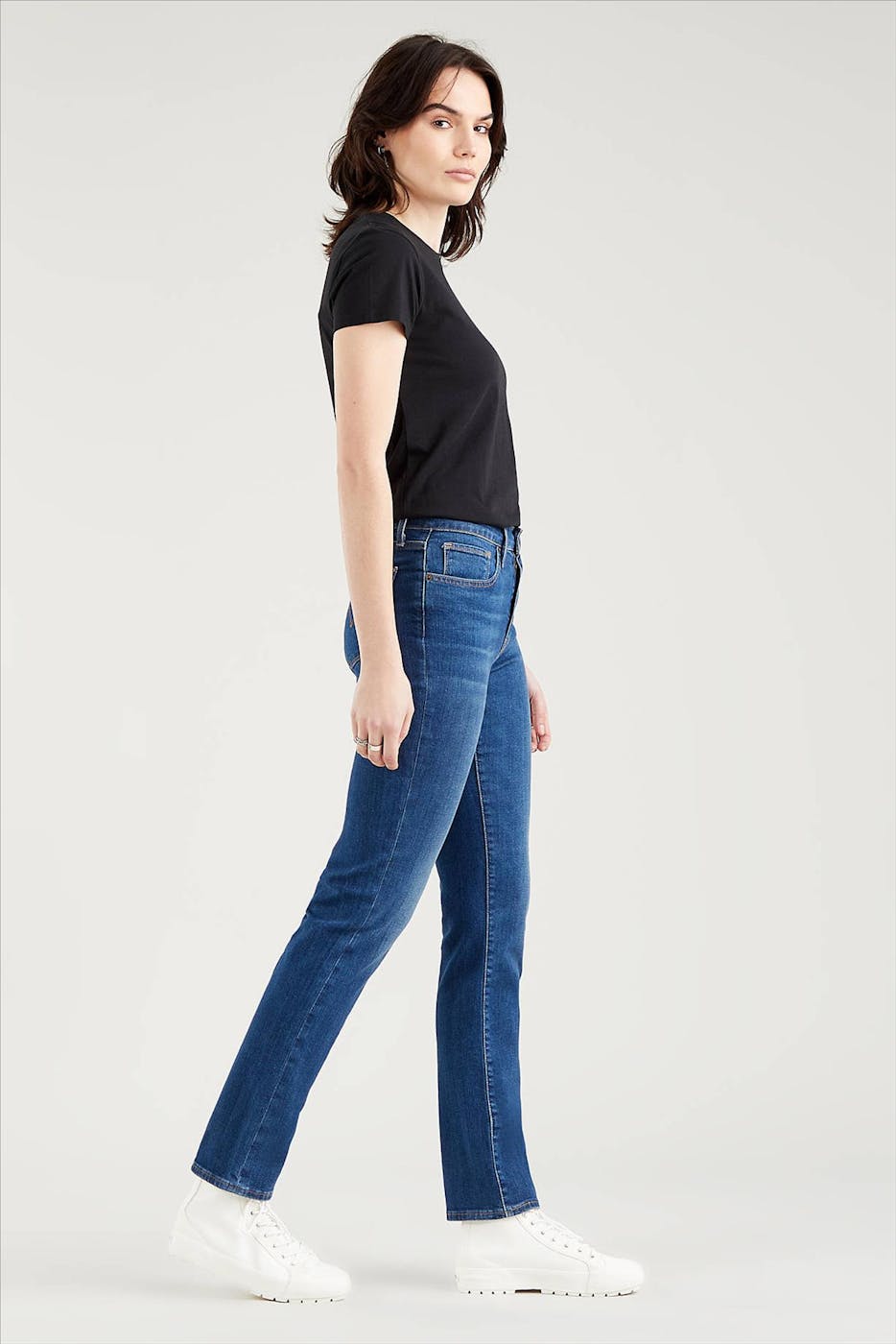 Levi's - Donkerblauwe 724 High Rise slim straight jeans