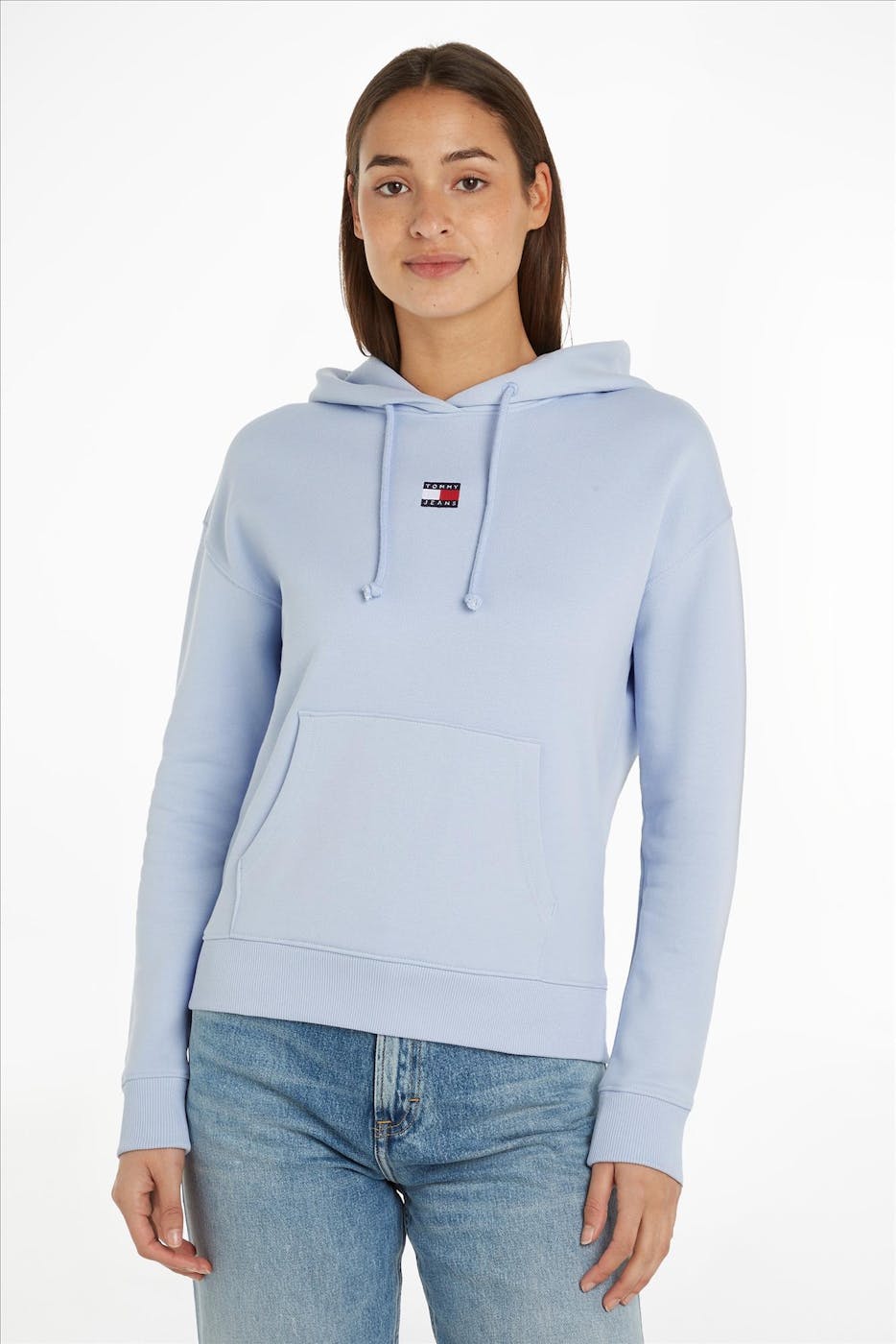 Tommy Jeans - Lichtblauwe Boxy Badge hoodie