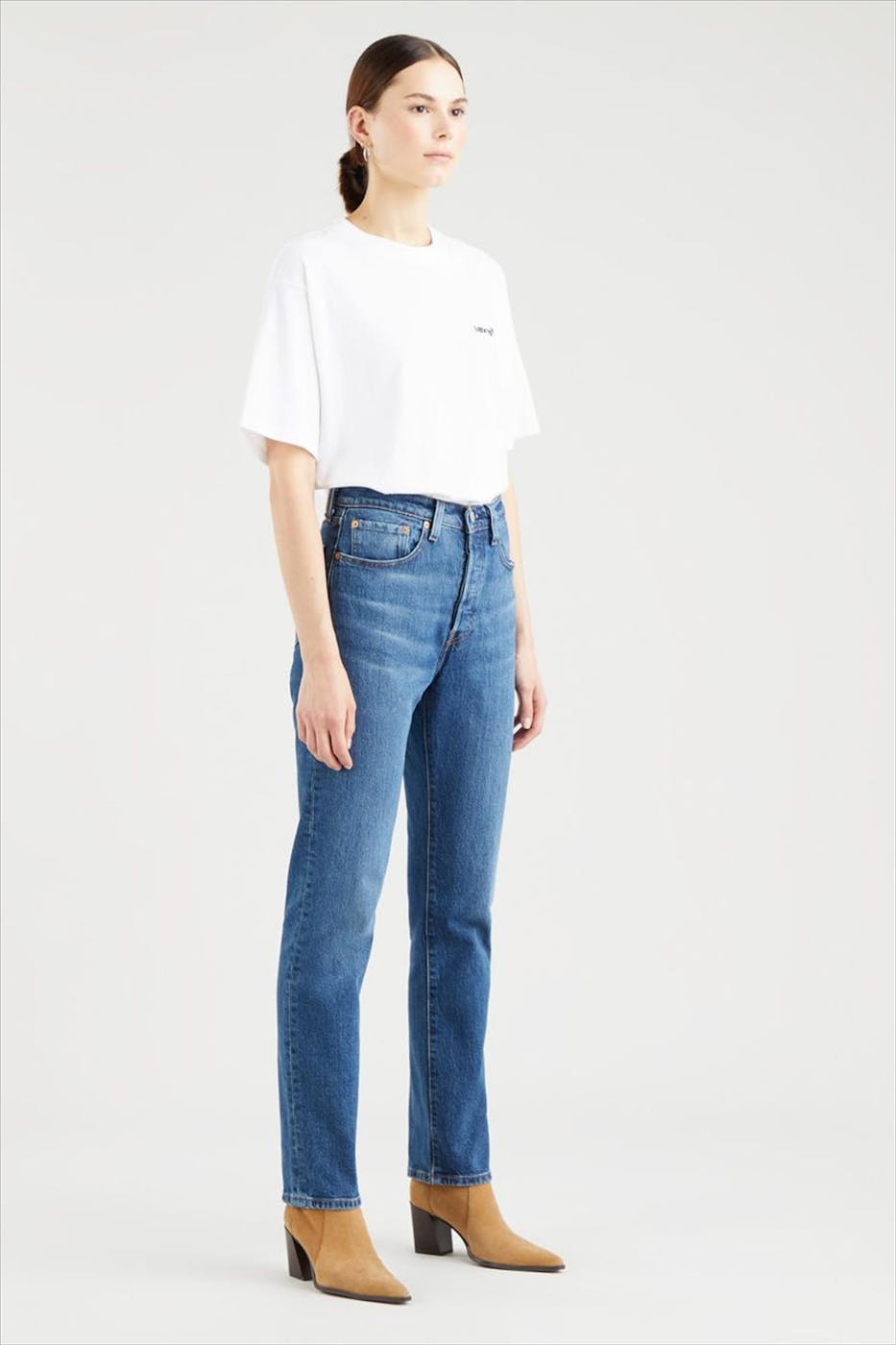 Levi's - Blauwe 501 cropped straight jeans
