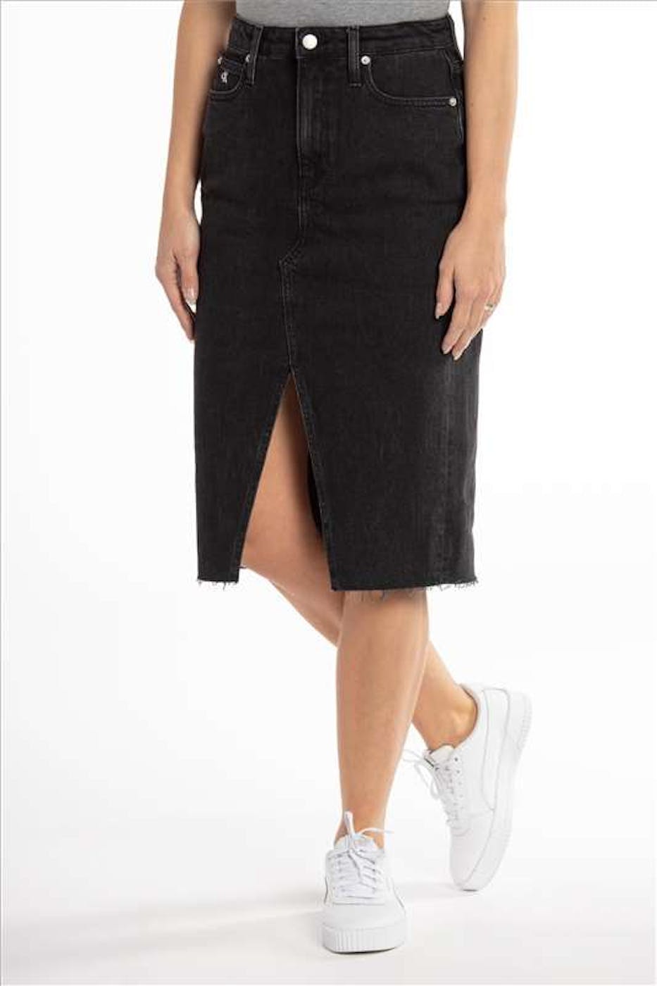 Calvin Klein Jeans - Zwarte High Rise Midi rok