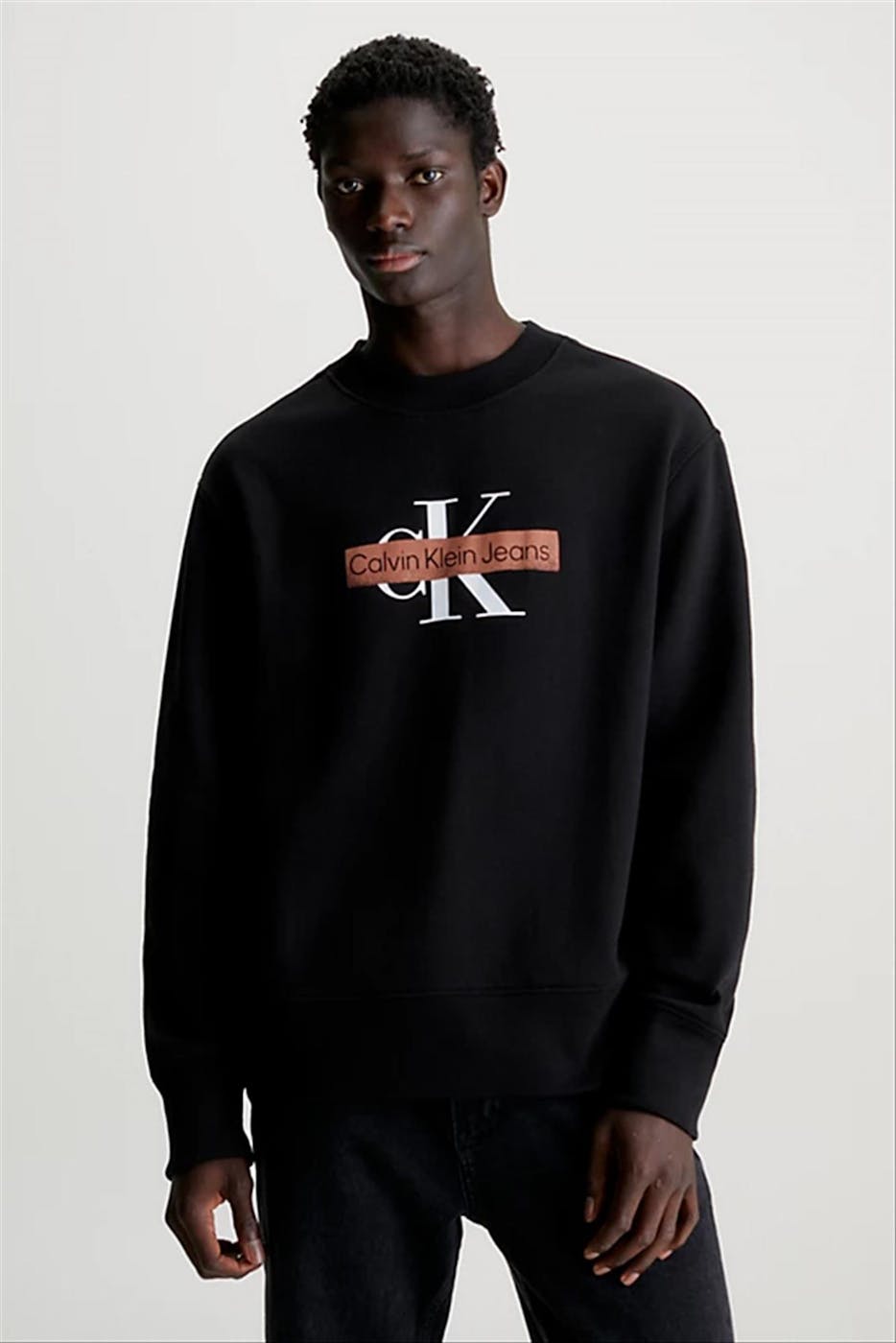Calvin Klein Jeans - Zwarte Big CKJ Logo sweater