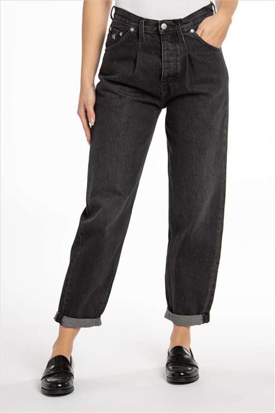 Calvin Klein Jeans - Donkergrijze 'Baggy Jean' straigh/wide tapered jeans