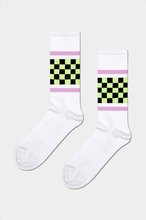Happy Socks - Witte Checked Stripe sokken, maat: 36-40