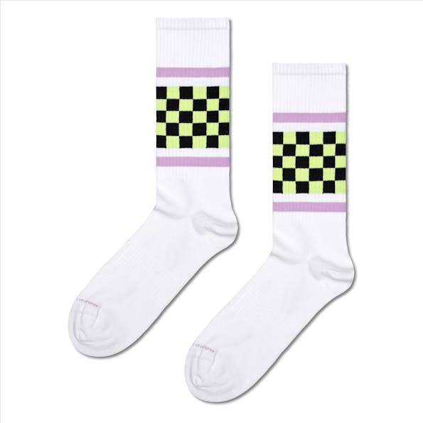 Happy Socks - Witte Checked Stripe sokken, maat: 36-40