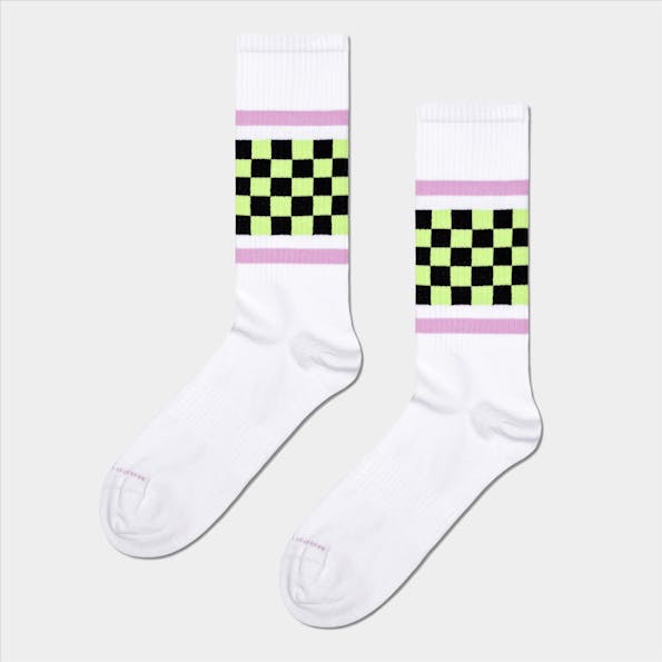 Happy Socks - Witte Checked Stripe sokken, maat: 36-40