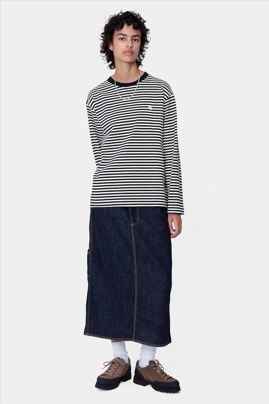 Carhartt WIP - Zwart-Witte Verner Stripe T-shirt
