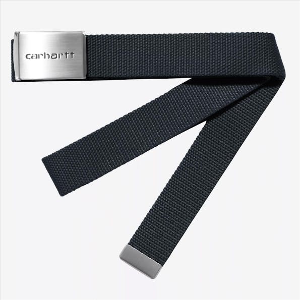 Carhartt WIP - Donkerblauwe Clip Belt Chrome riem