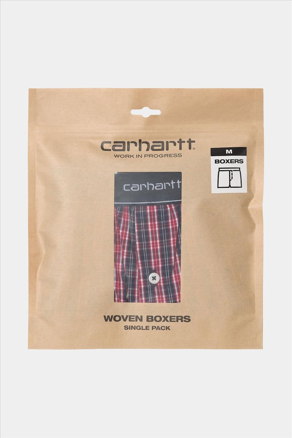 Carhartt WIP - Rood geruite Cotton Script boxer