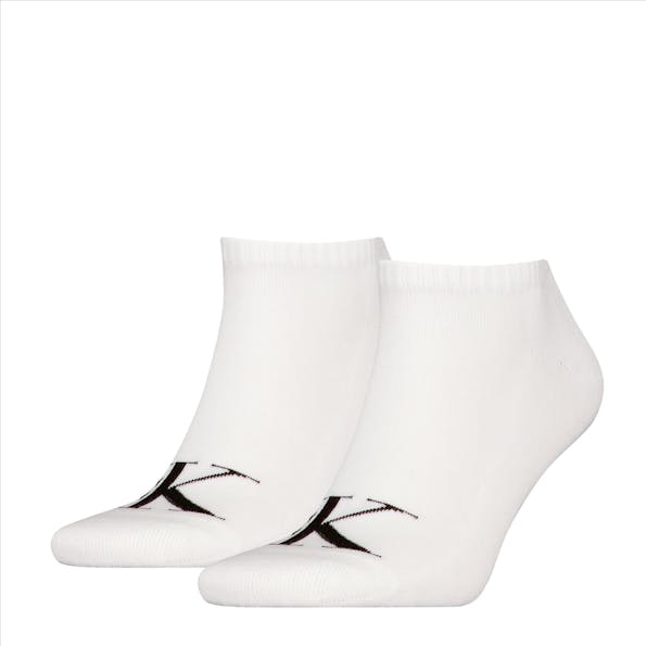 Calvin Klein - Witte 2-pack Monogram sneakersokken, maat: 43-46